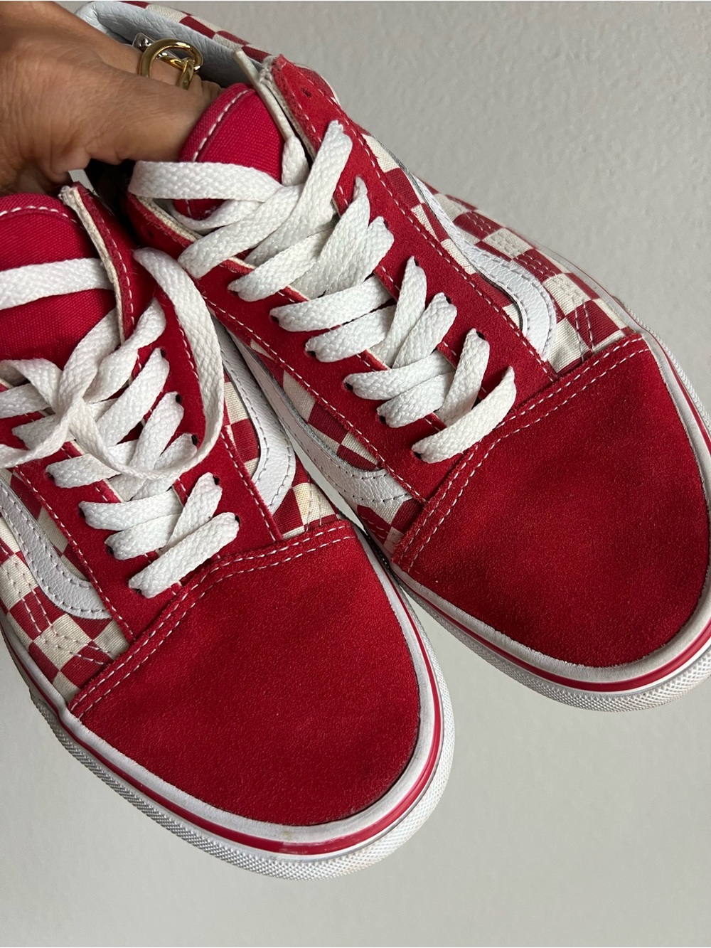 Vans Red Checkerboard Low-Top Sneakers